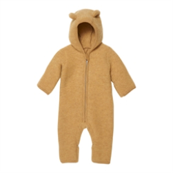 Huttelihut Allie baby suit w/ears wool fleece - Ocre